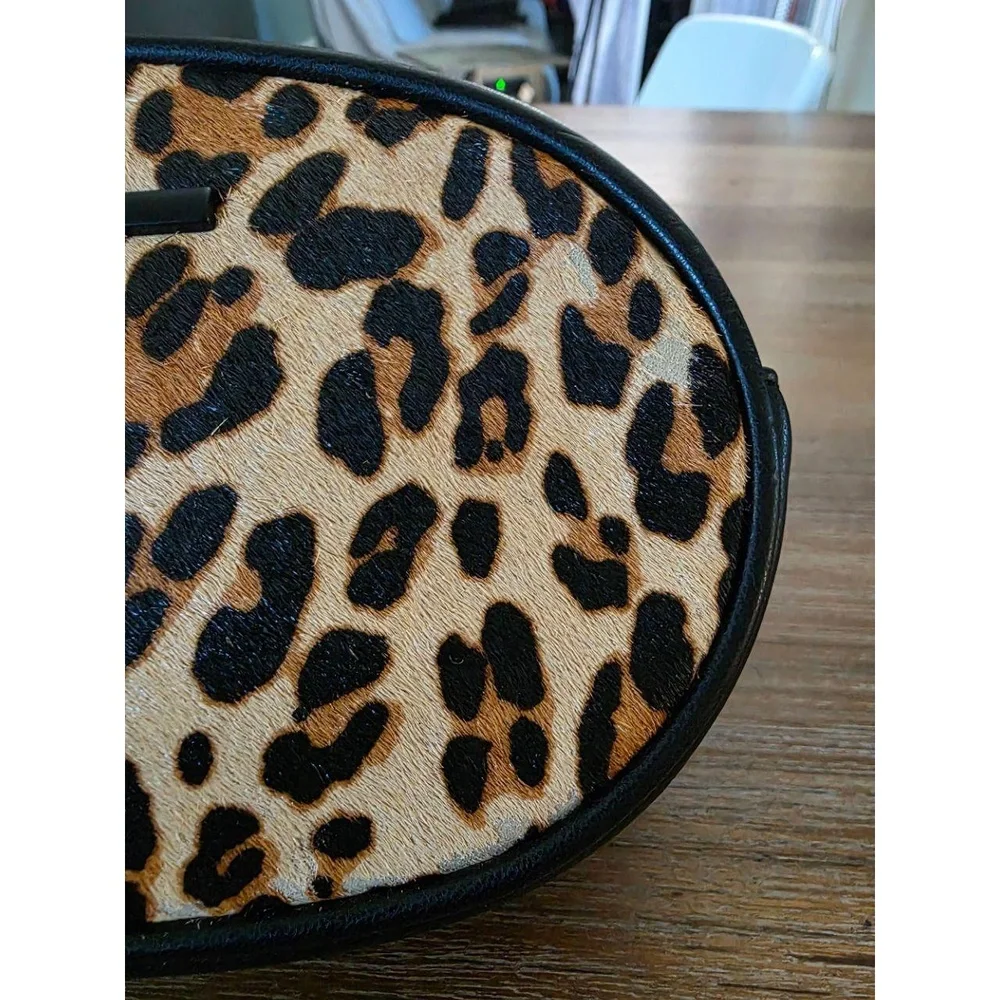 ALDO Leopard Print‎ Crossbody Bag Black Faux Leather Tassel Detachable Strap